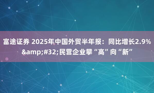 富途证券 2025年中国外贸半年报：同比增长2.9%&#32;民营企业攀“高”向“新”