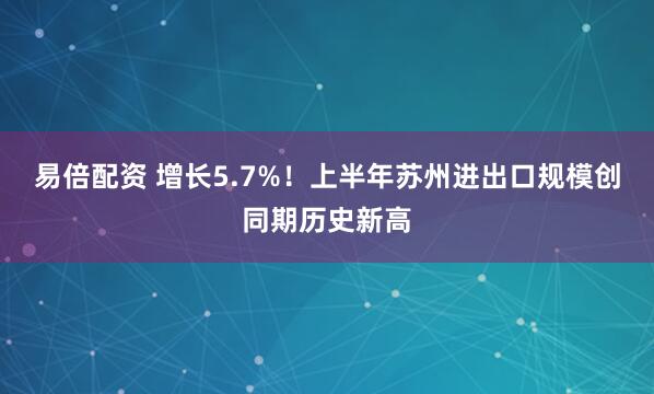 易倍配资 增长5.7%！上半年苏州进出口规模创同期历史新高